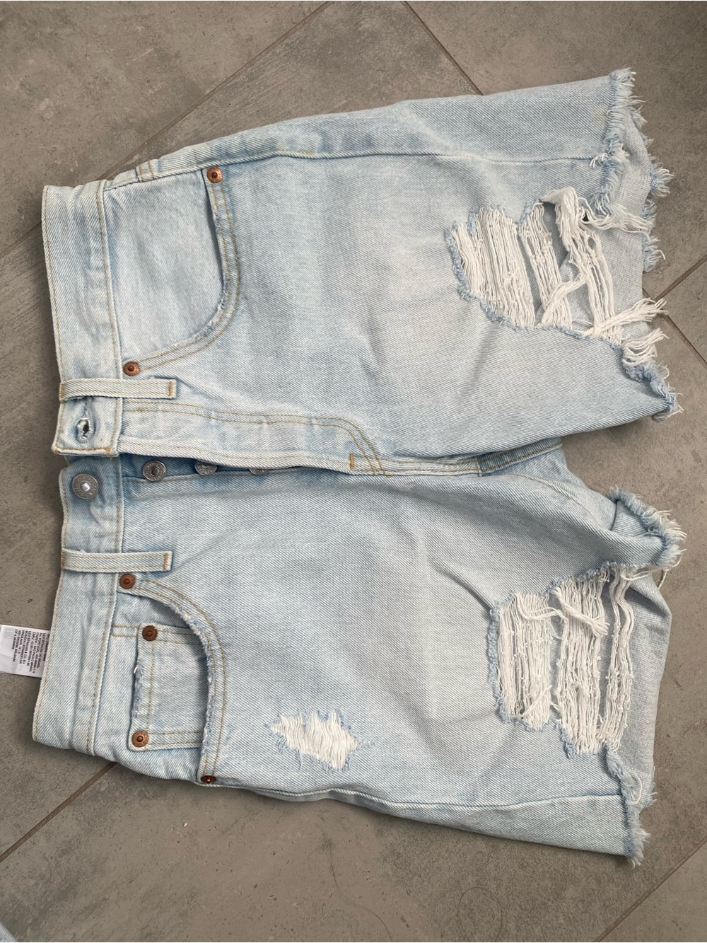 Levi's Light Blue Distressed Denim Cutoff Shorts